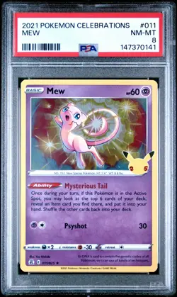 Mew PSA 8 011/025 Celebrations Pokemon TCG Card - Image 1