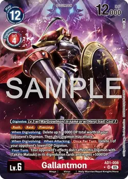 Digimon Card Game Gallantmon AD1-008 (Alternate Art) Super Rare AD1 Generations - Image 1