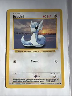 Pokemon TCG Dratini 026/102 Base Set Shadowless Regular Card - Image 1