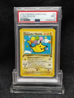 Flying Pikachu 25 World Collection GERMAN Promo Pokemon Card 2000 WOTC PSA 9 - Image 1