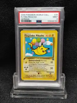 Flying Pikachu 25 World Collection GERMAN Promo Pokemon Card 2000 WOTC PSA 9 - Image 3