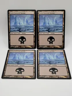 MTG Snow-Covered Swamp x4 LP Coldsnap Basic Snow Land Playset Magic Cards - Image 1