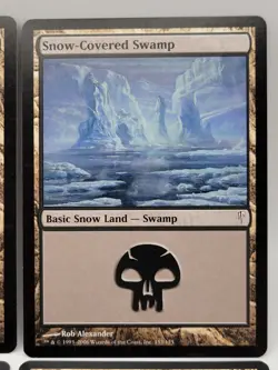MTG Snow-Covered Swamp x4 LP Coldsnap Basic Snow Land Playset Magic Cards - Image 3