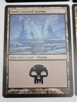 MTG Snow-Covered Swamp x4 LP Coldsnap Basic Snow Land Playset Magic Cards - Image 4