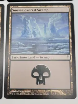 MTG Snow-Covered Swamp x4 LP Coldsnap Basic Snow Land Playset Magic Cards - Image 5