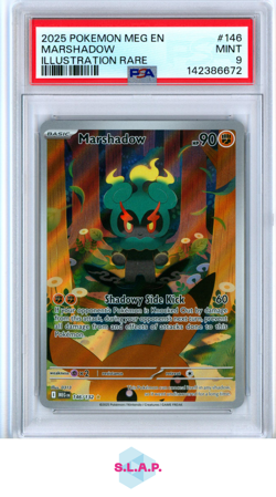 MARSHADOW ILLUSTRATION RARE POKEMON MEG EN-MEGA EVOLUTION 2025 146 PSA 9 - Image 1
