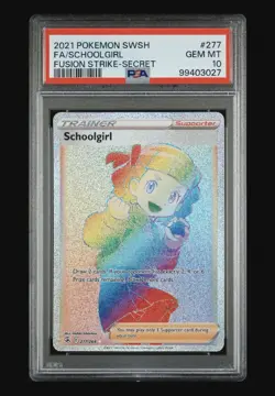 Pokemon Schoolgirl 277/264 PSA 10 2021 SWSH Fusion Strike Rainbow Secret low pop - Image 1
