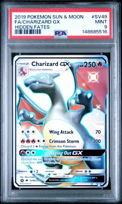 2019 POKEMON SUN & MOON HIDDEN FATES #SV49 FULL ART/CHARIZARD GX PSA 9 - Image 1