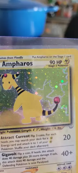 Pokemon TCG Ampharos 1/64 Neo Revelation Holo Rare WOTC VTG 2001 Swirl - Image 3