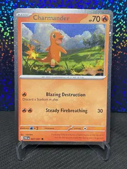 Charmander 007/091 *SWIRL* Paldean Fates Cosmos Holo Rare Pokemon TCG NM/M - Image 1