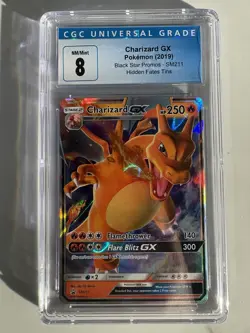 2019 POKEMON SM BLACK STAR PROMO HIDDEN FATES TINS #SM211 CHARIZARD GX CGC 8 - Image 1