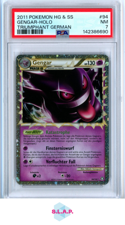 GENGAR-HOLO TRIUMPHANT GER POKEMON GER HEARTGOLD & SOULSILVER 2011 94 PSA 7 - Image 1