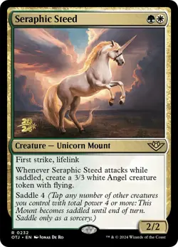 MTG Seraphic Steed [Outlaws of Thunder Junction Prerelease Promos] Foil Near Min - Image 1