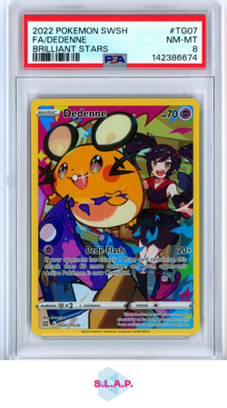 FA/DEDENNE BRILLIANT STRS POKEMON SWSH BRILLIANT STRS 2022 TG07 PSA 8 - Image 1