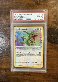 2020 SWSH Rayquaza PSA 10 Gem Mint Pokemon Vivid Voltage 138/185 - Image 1