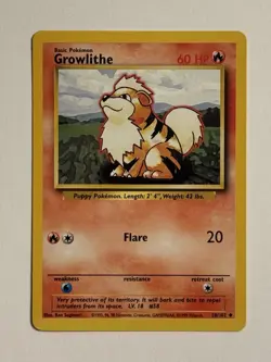 RARE 1999 Base Set Uncommon Growlithe Card 28/102! Excellent Condition! - Image 1