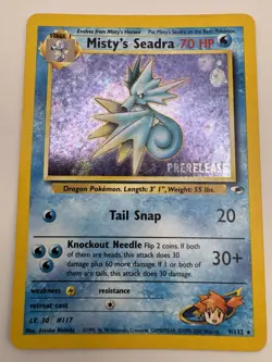 Pokemon TCG Misty's Seadra Holo Card 9/132 Prerelease Promo, Near Mint Condition - Image 1