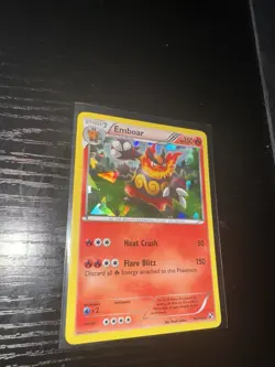 Emboar 19/114 Black & White Cracked Ice Holo Pokemon Card DMG - Image 1