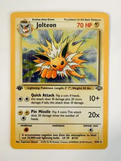 Jolteon Pokemon Card 04/64 First Edition Holographic 1995 Ungraded - Image 2