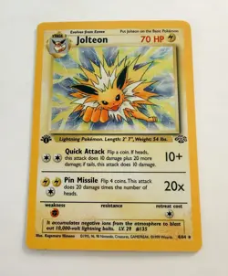 Jolteon Pokemon Card 04/64 First Edition Holographic 1995 Ungraded - Image 3