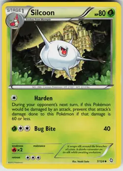 Pokemon Silcoon 7/124 Dragons Exalted Uncommon card - Image 1