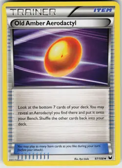 Pokemon Old Amber Aerodactyl 97/108 Dark Explorers Uncommon card - Image 1