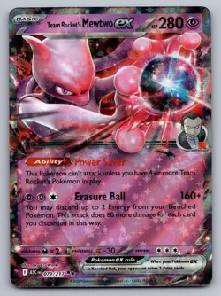 TEAM ROCKET'S MEWTWO EX 079/217 DOUBLE RARE ME: ASCENDED HEROES POKEMON NM - Image 1