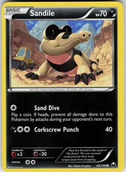 Pokemon Sandile 64/108 Dark Explorers Common card - Image 1