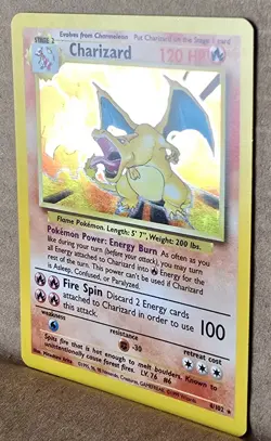 Pokemon TCG Charizard Base Set Holo Rare 4/102 120 HP 1999 English 6+ Card - Image 2