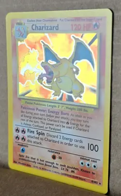 Pokemon TCG Charizard Base Set Holo Rare 4/102 120 HP 1999 English 6+ Card - Image 3