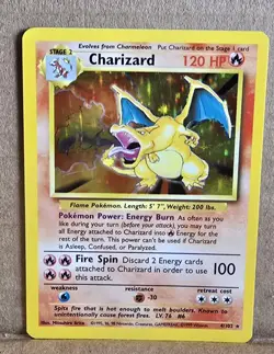 Pokemon TCG Charizard Base Set Holo Rare 4/102 120 HP 1999 English 6+ Card - Image 4