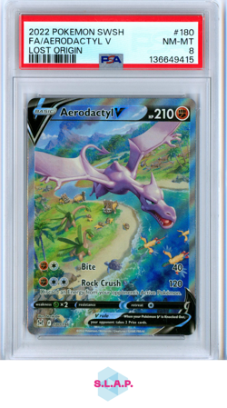 FA/AERODACTYL V LOST ORIGIN POKEMON SWORD & SHIELD LOST ORIGIN 2022 180 PSA 8 - Image 1