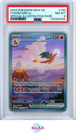 CHARIZARD EX SPECI4L ILLUSTRATION RARE POKEMON GERMAN MEW DE-151 2023 199 PSA 8 - Image 1