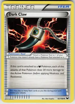 Pokemon Dark Claw 92/108 Dark Explorers Uncommon card - Image 1