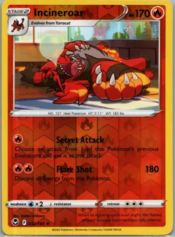 Incineroar 032/195 R Silver Tempest Pokemon Reverse Holo Near Mint - Image 1