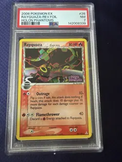 PSA 7 NEAR MINT Pokemon Rayquaza Reverse Holo Rare ex Holon Phantoms #26/110 - Image 1