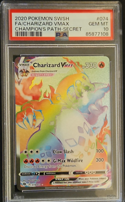 Pokemon Charizard VMAX Secret Rare PSA 10 Champion's Path #074 2020 - Image 1