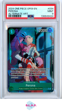 PERONA ALTERNATE ART ONE PIECE OP09-EMPERORS IN THE NEW WORLD 2024 034 PSA 9 - Image 1