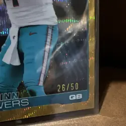2025 Topps Chrome Quinn Ewers Gold Wave Refractor Miami Dolphins 26/50 - Image 2