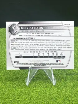 2025 Bowman Draft Billy Carlson 1st Prospect Auto CPA-BC Gold Refractor /50 - Image 2