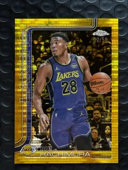 2025-26 Topps Chrome Rui Hachimura True Gold Refractor Pulsar /50 Lakers Match - Image 1