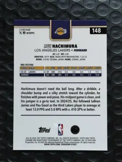 2025-26 Topps Chrome Rui Hachimura True Gold Refractor Pulsar /50 Lakers Match - Image 2