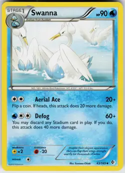 Pokemon Swanna 43/149 Boundaries Crossed Normal card - Image 1