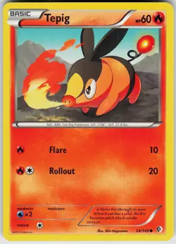 Pokemon Tepig 24/149 Boundaries Crossed Normal card - Image 1