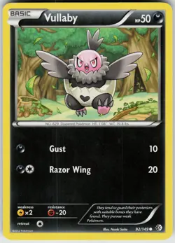 Pokemon Vullaby 92/149 Boundaries Crossed Normal card - Image 1