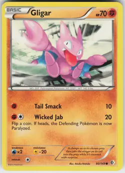 Pokemon Gligar 80/149 Boundaries Crossed Normal card - Image 1