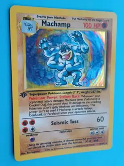 POKEMON Card MACHAMP #8/102 HOLO Rare 1st Edition Base Set LP/EX WOTC 1999 Nice - Image 1