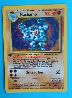 POKEMON Card MACHAMP #8/102 HOLO Rare 1st Edition Base Set LP/EX WOTC 1999 Nice - Image 2