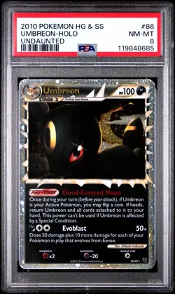 Pokemon TCG Umbreon Prime Undaunted Holo Card 86/90 PSA 8 - Image 1