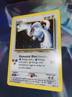 Pokemon TCG Lugia Neo Genesis Holo Rare Card 9/111 Unlimited Edition Vintage LP - Image 3